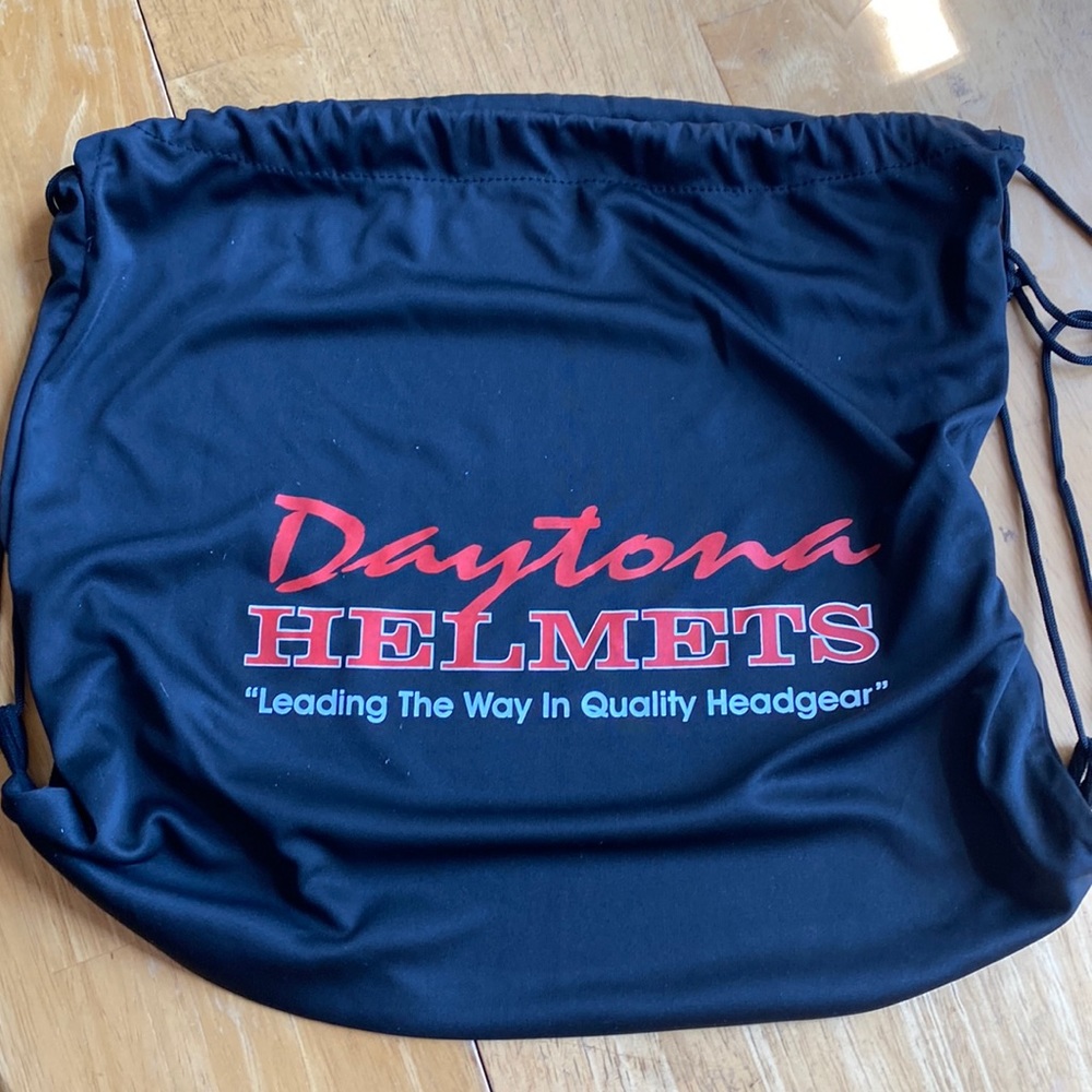 Helmet dust bag Daytona helmets brand black 13x14”,  in good condition